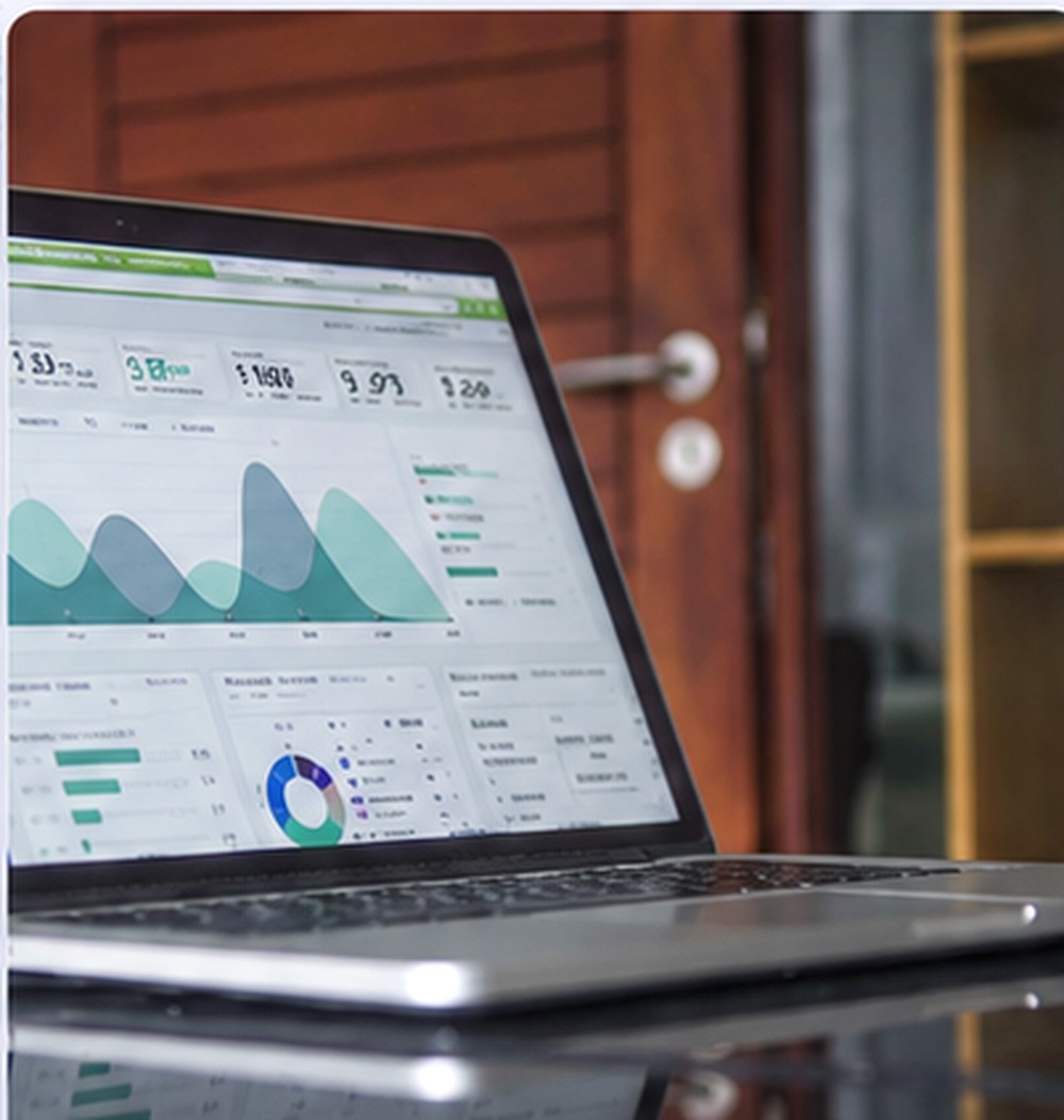 Digital analytics and business growth dashboard displayed on a laptop